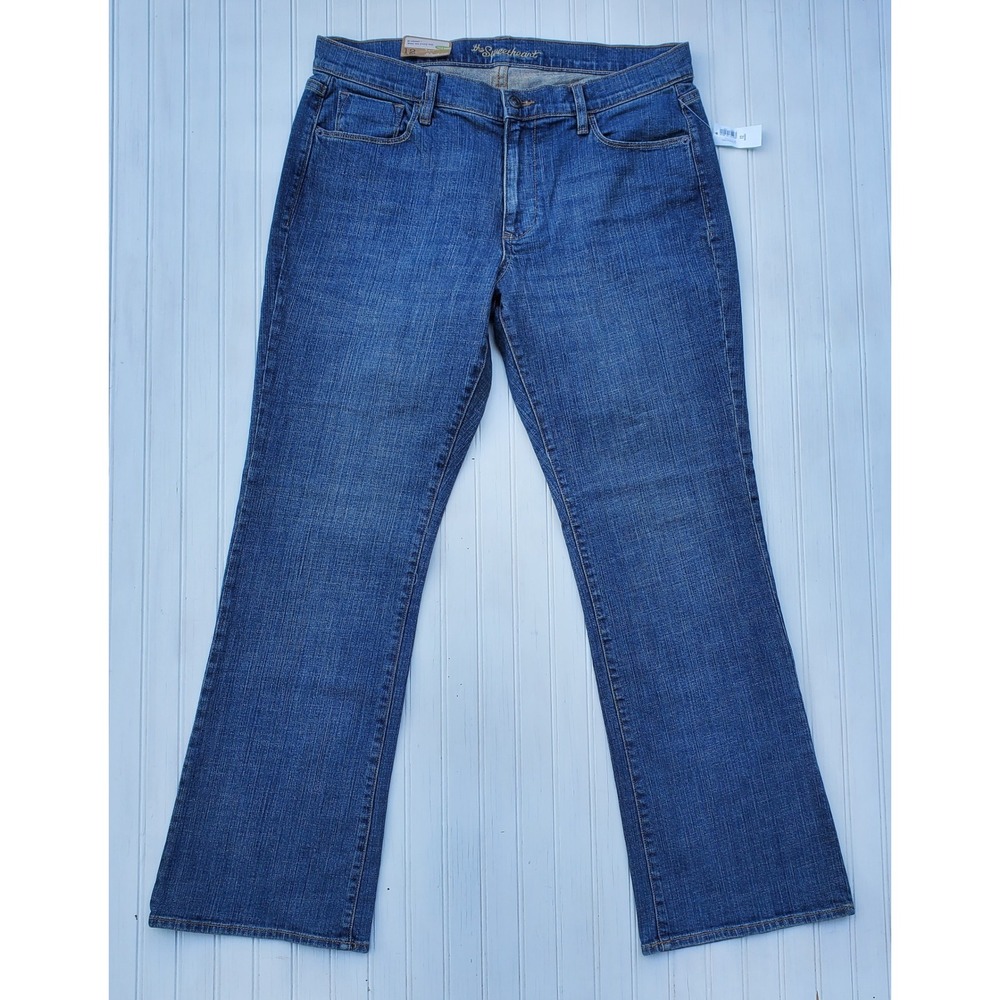 New Old Navy The Sweetheart Boot-Cut Jeans Women 12 Short Medium Wash Blue Denim